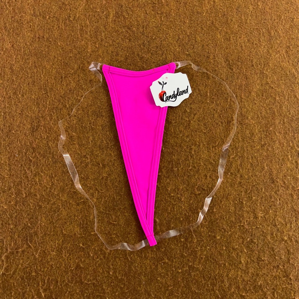 Candyland Womens OS Hot Pink Invisible Clear Strap Thong Panty NWT